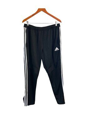Adidas Mens XL Black Track Pants With White Stripes